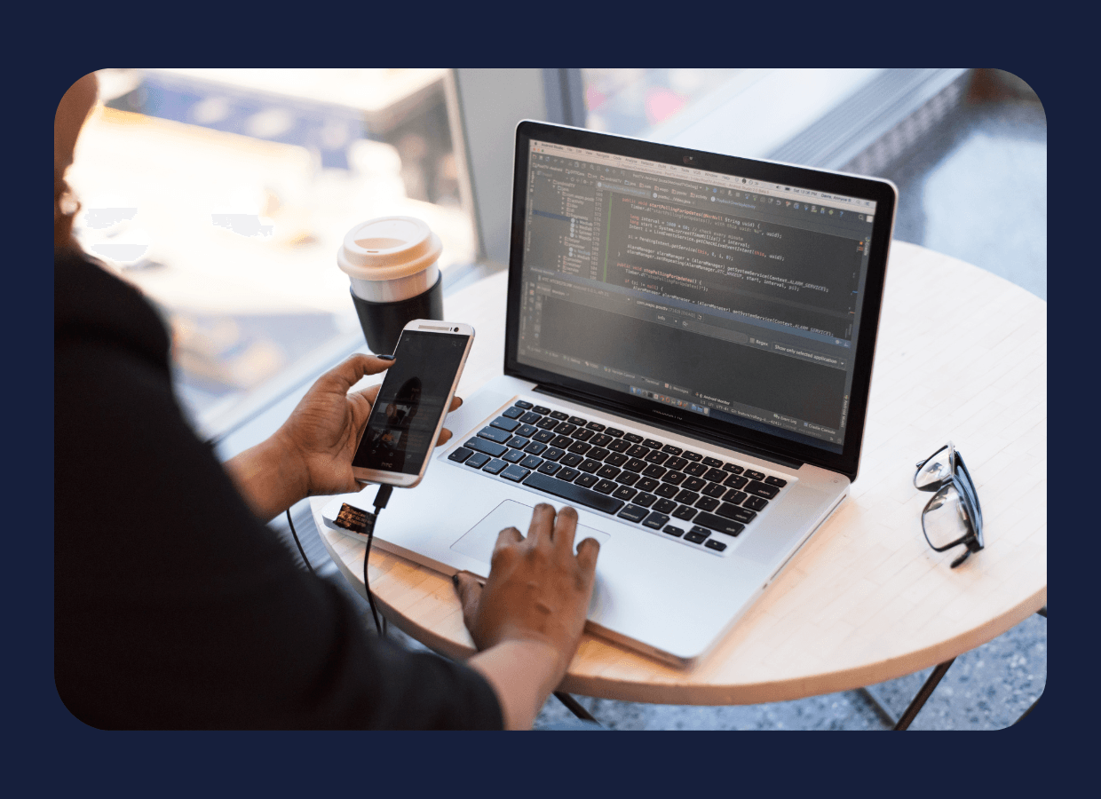 Office with world map holograms